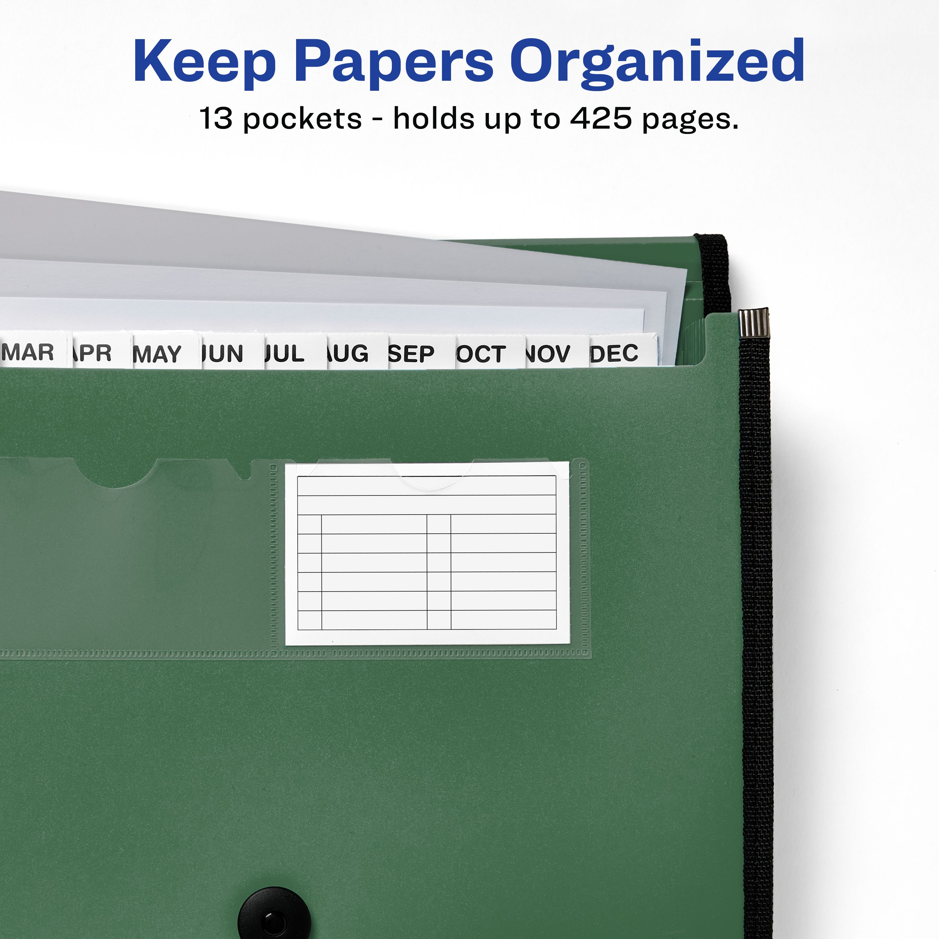 Expanding File Folder, 13-Pocket, Sage 73555 | Avery